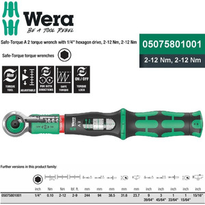 Safe-Torque A2 Adjust Wrench 1/4" Hexagon  2-12 Nm Wera 05075801001