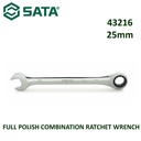 Kunci Ring Pas 25 mm 43216 Full Polish Combination Ratchet Wrench Sata Tools