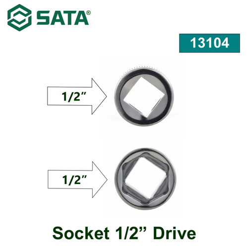 Kunci Sok 1/2" drive ukuran 1/2 inci 13104 - 1/2" Dr. 6PT Socket Inch Sata Tools