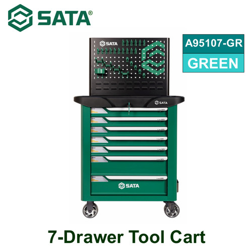 Trolley 7 Laci (Hijau) + Plat u/Tools SATA A95107-GR 7-Drawer Tool Cart Green