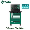 Trolley 7 Laci (Hijau) + Plat u/Tools SATA A95107-GR 7-Drawer Tool Cart Green