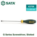 Obeng Minus 63708 G Series Screwdriver, Slotted 3x60MM Sata Tools