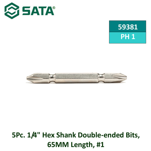 Mata Obeng Double PH 1 isi 5 pcs 59381 1/4" Hex Bits 65 mm #1 Sata