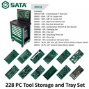 Tool Kit Set 228 Pcs 09918A-GR 7 Drawer Tool Trolley Tray Set Sata Tools