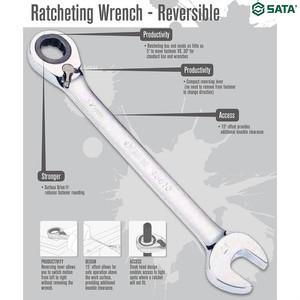 Kunci Ring Pas Bolak Balik 22 mm 46614 Rvsbl Ratchet Wrench Sata Tools
