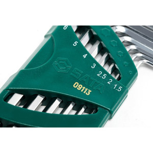 Kunci L Hex 1.5 - 6.0 mm 09113 7 Pc. Long Arm Ball Point Hex Key Set Sata Tools