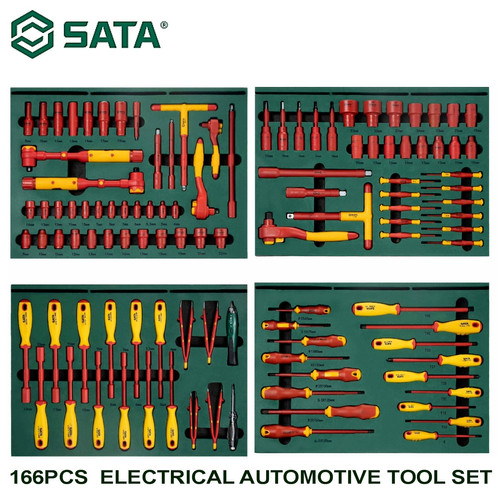 Tool Kit Set VDE 167 Pcs A95107-GR+VDE Tools Electrical Automotive Tool Set (With 7 Drawer Trolley) Sata Tools