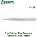 Pinset 175 mm 03151 Fine Pointed Tips Tweezers, Serrated Grips 175 mm Sata Tools