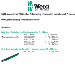 Kunci Pas Ring Ratchet Set Wera 05020015001 And Magnetic Rail, 5 Pcs
