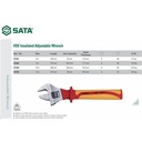 Kunci Inggris 8" 47102 VDE Insulated Adjustable Wrench Sata Tools