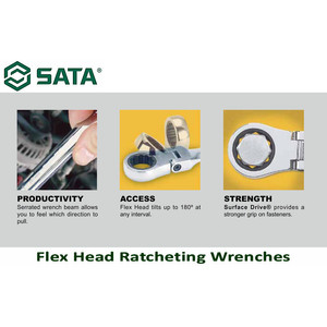 Kunci Ring Pas 14mm Flex Head Ratcheting Wrenches 46405 Sata Tools