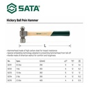 Palu Konde 92314 - Hickory Handle Ball Pein Hammer 2 Lbs/32 Oz Sata