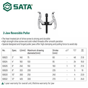 Treker 2 Kaki 90628 2 Jaw Gear Puller 8" Sata Tools