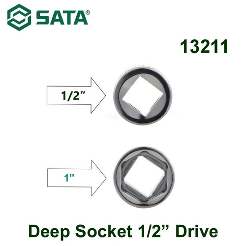Kunci Sok Panjang 1/2" drive ukuran 1" 13211 Sata Tools 1/2" Dr. 6PT Deep Socket Inch