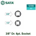 Kunci Sok 3/8" Dr. 6pt ukuran 1/2" Inci Sata Tools 12105 3/8" Drive 6 point Socket 1/2"