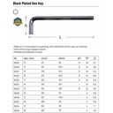 Kunci L Pendek 36 mm 84338 - Black Plated Hex Key 36 mm Sata Tools