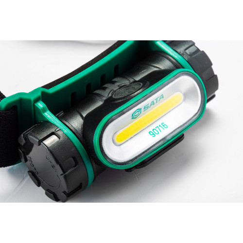 Lampu Senter Keamanan 90716 COB Rechargeable Headlamp Sata Tools