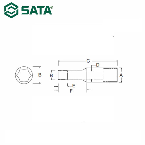 Kunci Sok Panjang 1/2" drive ukuran 3/8" 13201 Sata Tools 1/2" Dr. 6PT Deep Socket Inch