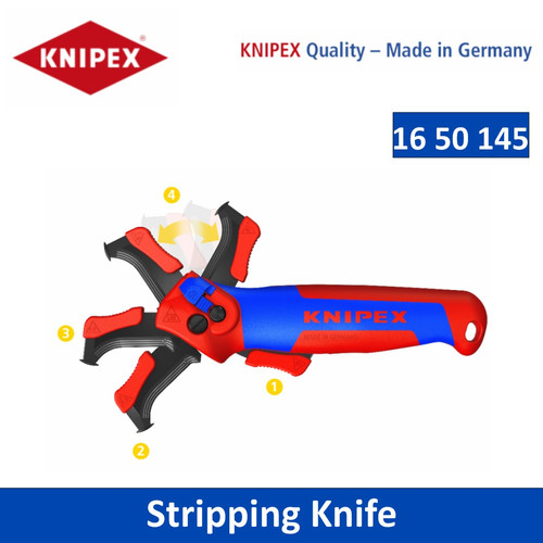 Pisau Kupas Kabel 16 50 145 SB Knipex Stripping Knife With guide shoe