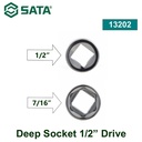 Kunci Sok Panjang 1/2" drive ukuran 7/16" 13202 Sata Tools 1/2" Dr. 6PT Deep Socket Inch