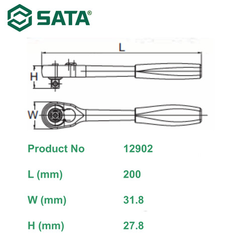 Gagangan Sok Ratchet 3/8"  drive 8 Inch 12902 3/8" Dr. Quick Release Ratchet with Grip 8" Sata Tools