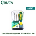 Obeng Plus Minus Set 10 buah yang dapat dipertukarkan 09345 Sata Tools 10pc Interchangeable Screwdriver Set