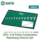 Kunci Pas Ratcheting Kombinasi set 12 buah 09040 Sata Tools 12 pcs Full Polish Combination Ratcheting Wrench Set