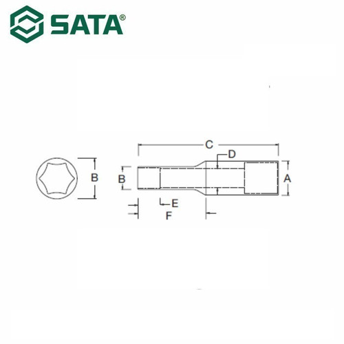 Kunci Sok Panjang 1/2" drive ukuran 13/16" 13208 Sata Tools 1/2" Dr. 6PT Deep Socket Inch