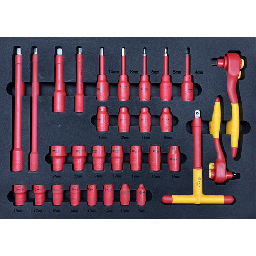 Troli + Tools VDE 68 buah 09948 - 68 pcs New Energy Vehicle Tool Set (with 4 drawer 2 door Trolley) Sata Tools