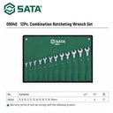 Kunci Pas Ratcheting Kombinasi set 12 buah 09040 Sata Tools 12 pcs Full Polish Combination Ratcheting Wrench Set