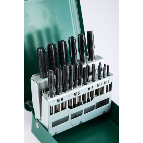 Mata Bor Set 21 pcs Tap Senai Ulir Kasar HSS 50453 Sata Tools 21Pc. HSS Coarse Thread Tap Set