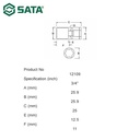 Kunci Sok 3/8" Dr. 6pt ukuran 3/4" Inci Sata Tools 12109 3/8" Drive 6 point Socket 3/4"