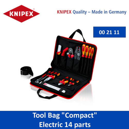Tool Kit Set Listrik 14 pcs Knipex 00 21 11 Tool Bag "Compact" Electric 14 parts