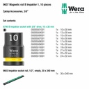 Socket Impact Set 10 pcs Wera 05005451001 8790 B Impaktor socket with 3/8" drive & 9607 Magnetic rail B, 10 pieces