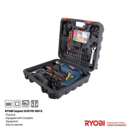 Mesin Bor PD-550K Kyocera Ryobi Impact Drill Set