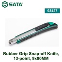 Pisau Snap-off 93427 Pegangan Karet, 13 titik, 9x80MM Sata Tools