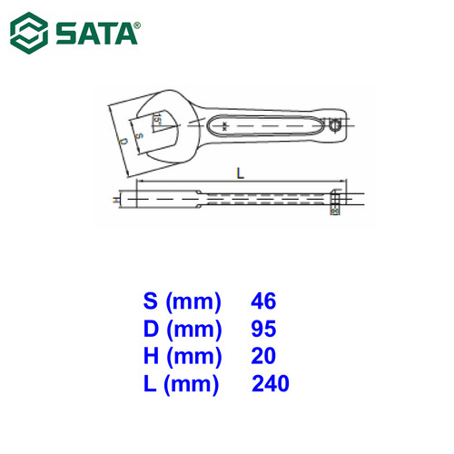 Kunci Pas Slugging Ujung Terbuka 46 mm 48610 Open End Slugging Wrench Sata Tools