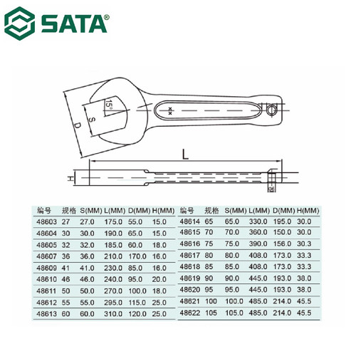 Kunci Pas Slugging Ujung Terbuka 27 mm 48603 Open End Slugging Wrench Sata Tools