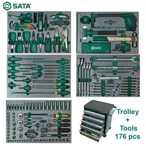 Trolley 09951 176Pc. Industrial Production Repair Master Tool Set Sata
