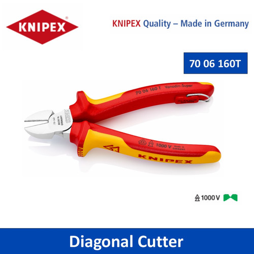 Tang Potong VDE 1000 V 70 06 160 T Diagonal Cutter Knipex