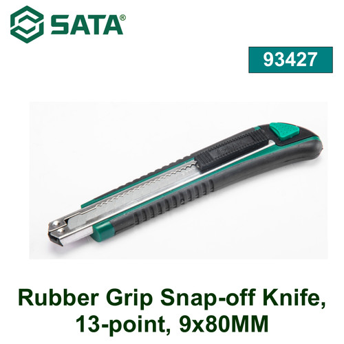Pisau Snap-off 93427 Pegangan Karet, 13 titik, 9x80MM Sata Tools