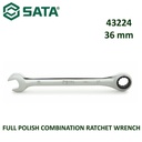 Kunci Ring Pas 36 mm 43224 Full Polish Comb. Ratchet Wrench Sata Tools