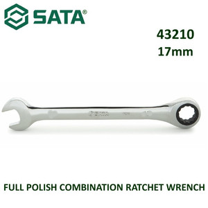 Kunci Ring Pas 17 mm 43210 Full Polish Comb Ratchet Wrench Sata Tools