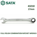 Kunci Ring Pas 17 mm 43210 Full Polish Comb Ratchet Wrench Sata Tools