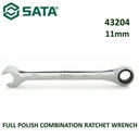 Kunci Ring Pas 11 mm 43204 Full Polish Comb. Ratchet Wrench Sata Tools