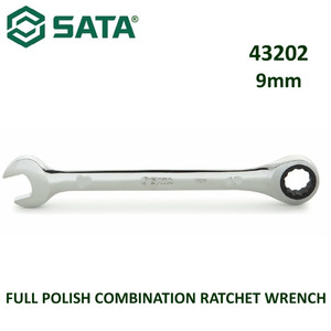 Kunci Ring Pas 9 mm 43202 Full Polish Comb. Ratchet Wrench Sata Tools