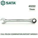 Kunci Ring Pas 7 mm 43222 Full Polish Comb. Ratchet Wrench Sata Tools