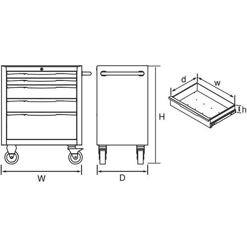 Trolly Toolbox Japan 5 Laci KTC EKW-1005WH Roller Cabinet 5 Drawers