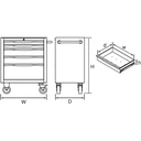 Trolly Toolbox Japan 5 Laci KTC EKW-1005WH Roller Cabinet 5 Drawers