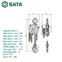Katrol 3 Ton 6 M 97866 Heavy Duty Chain Block 3 Tonne 6 Meter Sata